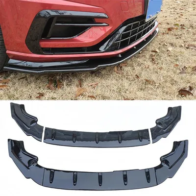 Obrázok produktu pre Predný spojler, lišta, čierna, vysoký lesk, nárazník s difúzorom, karosárska súprava pre Golf 7 MK7 MK7.5 R R-Line GTI GTD (2013-2020)