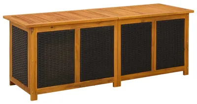 Obrázok produktu pre vidaXL Záhradná úložná skrinka, objem 243 litrov, masívne drevo akácia, 150 x 50 x 56 cm, čierna