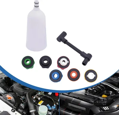 Produktbild von Öleinfüll-Trichtersatz - Motoröltrichter - Kapazität 1,9 l - Winkeltrichter - 6 Adapter - Auslaufsichere Befüllung - Weiß