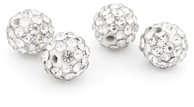 Produktbild von Vintageparts Polymerton Perlen Strass Weiß 8mm 4 Stück DIY