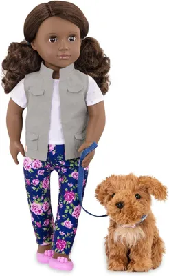 Produktbild von 46-cm-Puppe mit Pudel beweglichen Gelenken Puppen Spielzeug ab 3 Jahren Malia und Poodle