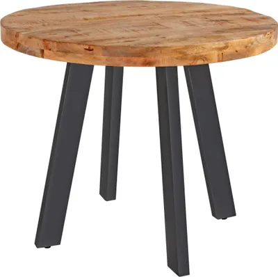 Produktbild von Esszimmertisch rund 90 cm Mangoholz naturfarben schwarz Adelina