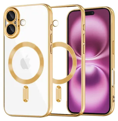 Produktbild von Techsuit Luxury Crystal Back Cover Hülle mit MagSafe für Apple iPhone 16 Plus - Gold