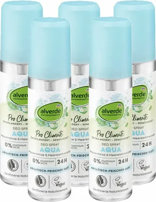 Produktbild von 5 x  Alverde - Deo Zerstäuber - Aqua Meeresmineralien und Bio-Wasserminze (5 x 75 ml)