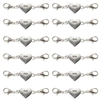 12 Herz Magnetverschlüsse 4,5 cm silber für Schmuck DIY