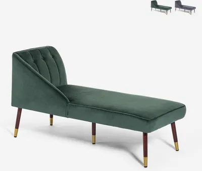 Produktbild von Liegesessel Vintage Chaiselongue links klassisch aus Samt Agos - Dunkel Grün