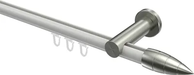 Produktbild von Interdeco Innenlaufstange / Gardinenstange mit Innenlauf Weiß / Edelstahl-Optik, Typ Platon Samanto (Rillenpatrone), 20 mm Ø 1-läufig, 240 cm