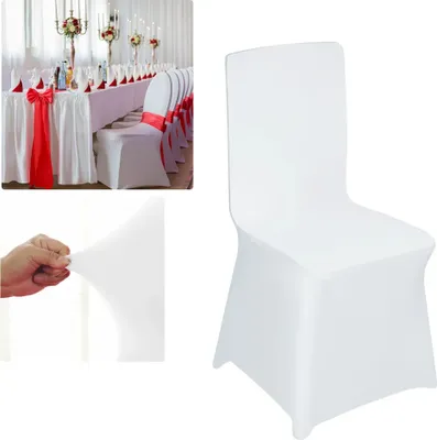 Immagine prodotto di Copri sedie elasticizzati universali, spessi, bianchi. Copri sedie moderni elasticizzati per matrimoni, feste e decorazioni di compleanno. 40 x 40 x 40 cm, 50 pezzi, bianco