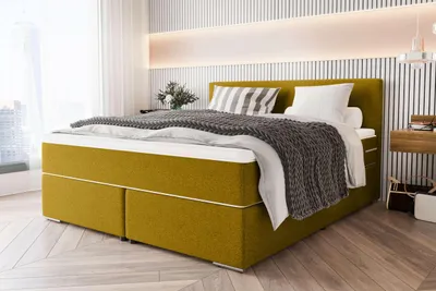 Produktbild von 99rooms Phönix Boxspringbett 200x200 cm Webstoff MALMO_NEW Gelb