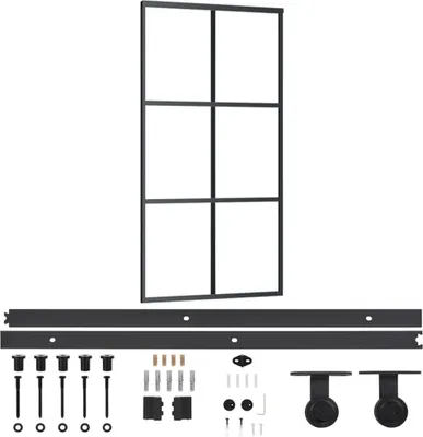 Produktbild von vidaXL Schiebetür mit Beschlag ESG-Glas & Aluminium 102x205 cm