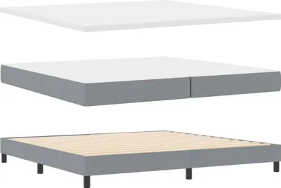 Zdjęcie produktu dla Łóżko Tapicerowane 200x200 Szare z Zagłówkiem Dwuosobowe do Sypialni