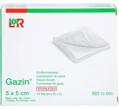 Immagine prodotto di Lohmann & Rauscher Gazin garza compressa sterile, 5 x 5 cm, 8 pieghe, 5 x 2 pezzi