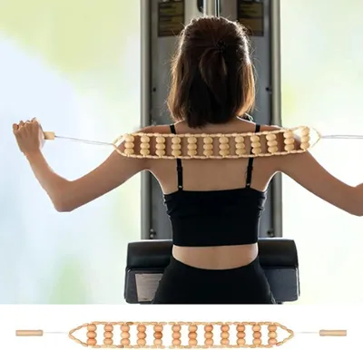 Produktbild von Rückenmassageroller, Holzmassageroller, Tragbar, Für Maderotherapie, Linderung von Müdigkeit