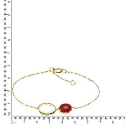 Zdjęcie produktu dla Bransoletka Jamelli srebrna 925 pozłacana o długości 17/19 cm z prawdziwym karneolem