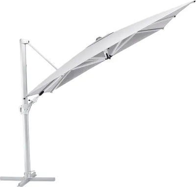 Produktbild von Kettler Easy Swing Ampelschirm 300x300 cm, UPF50+, inkl. Abdeckhaube+ Schirmständer, silber/hellgrau, Aluminium/Polyester mit Polyurethan-Beschichtung