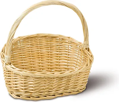 Produktbild von Geschenkkorb, weiß, Weide, mit Bügel, Präsentkorb, Dekokorb, Präsentationskorb