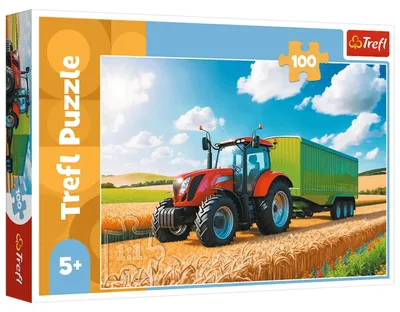 Imagen del producto de Puzzle 100 - Maquinaria Agrícola - Tractor Con Remolque Trefl 16494