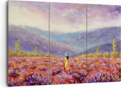 Produktbild von Bild auf Leinwand - Leinwandbild - 3 Teile - Feld Frau Landschaft - 165x110cm - Wand Bild - Wanddeko - Wandbilder - Leinwanddruck - Bilder - Wanddekoration - Leinwand bilder - CE165x110-5074
