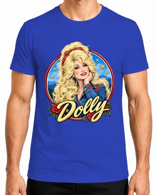 Zdjęcie produktu dla Dolly Parton, ikona country, koszulka męska z motywem westernowym, kolor niebieski, rozmiar M
