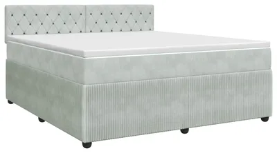 Produktbild von vidaXL Boxspringbett mit Matratze Hellgrau 160 x 200 cm Samt