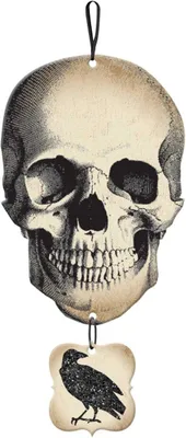 Produktbild von Totenkopf Rabe Halloween Hängedeko 44cm