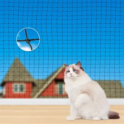 Katzennetz 6x3 m, drahtverstärkt, UV-beständig, wetterfest, schwarz