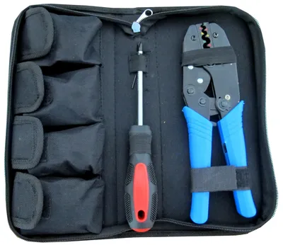 Produktbild von qteck QWK220 Crimpzange inkl. 5 verschiedenen Einsätze mit Tasche
