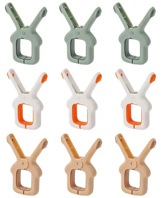 Obrázek produktu pro Sada 9 kusů sponek na prostěradla, sponky na prádlo s silikonem, protiskluzové sponky pro sušení, barvy: oranžová/růžová/zelená