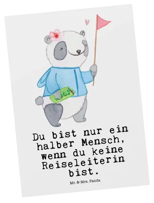 Produktbild von Mr. & Mrs. Panda Ansichtskarte Reiseleiterin Herz - Weiß - Geschenk, Postkarte, Ansichtskarten, einzelkarte, Postkarten, Grußkarte, Fotokarte
