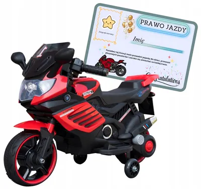 Zdjęcie produktu dla Motor motocykl ścigacz na akumulator światła LED dla dzieci czerwony