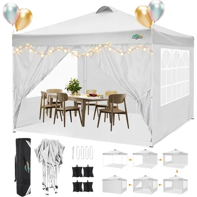 Produktbild von Faltpavillon 3x3m Wasserdicht UV-Schutz 50+ mit 4 Seitenteilen Weiß