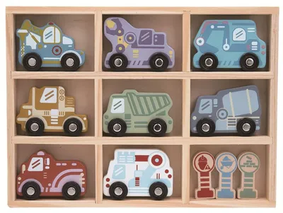 Productafbeelding van 2Kids Toys set van houten auto's