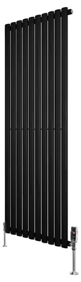 Productafbeelding van Radiator met thermostaaf en chromen ventiel – 1600 mm x 600 mm – Zwart