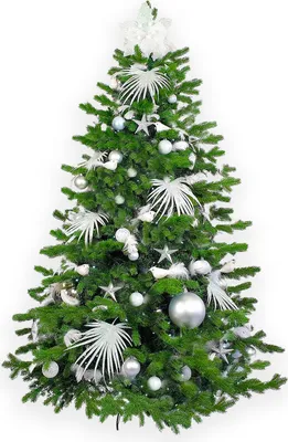 Produktbild von Geschmückter künstlicher weihnachtsbaum mit 109 Stk Kugeln POLAR WHITE II 210 cm mit Metallständer