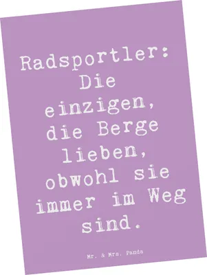 Produktbild von Mr. & Mrs. Panda Postkarte Spruch Radsport Berge - Lavendeltraum - Geschenk, Teamsport, Postkarten, Ausdauer, Ansichtskarten, Grußkarte, Fotokarte, Radfahren, Sportler