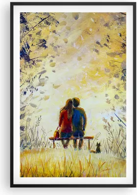 Produktbild von Gerahmtes Poster - Schwarzer Rahmen - Liebhaber auf Bank - 61x91,5 cm - Wand Bild - Wanddeko - Wandbilder - Kunstposter - Wandposter - Bilderrahmen - Bilder - Kunstdruck - P2BPA61x91-4578