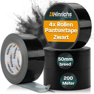 Produktbild von Gewebeband Klebeband Gaffa-Tape - 50 mm x 50 m - 4 Rollen - Schwarz - Mit Cuttermesser