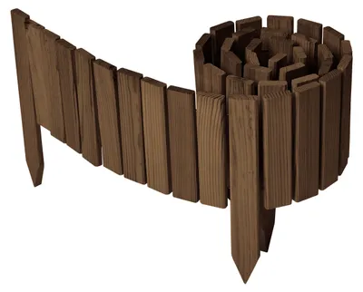 Produktbild von Garronda Beeteinfassung Holz Rollzaun Gartenzaun imprägniert Flexibler Rollborder Rasenkante  Länge: 200 cm (Dunkelbraun, Höhe: 20 cm)