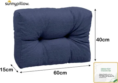 Produktbild von sunnypillow Palettenkissen für Gartenmöbel - Rückenkissen 60 x 40 cm - Rückenpolster für Bett und Sofa - Palettenpolster für Palettenmöbel - Gesteppte Gartenkissen - Rückenlehne, Seitenkissen Blau