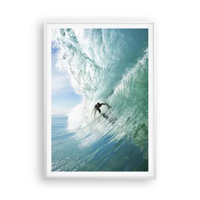 Produktbild von Gerahmtes Poster - Weißer Rahmen - Abenteuer surfer welle ozean - 70x100 cm - Wand Bild - Wanddeko - Wandbilder - Wandposter - Bilderrahmen - Bilder - Kunstdruck - Wandbild - P2WPA70x100-2541