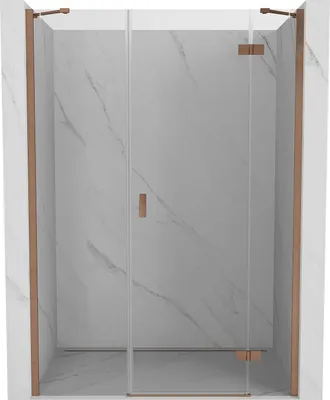 Image de Mexen Mist-H Porte de douche battante droite 125 cm, transparente, cuivre brossé - 8A5-125-001-65-00-P