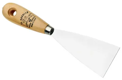 Image de Spatule chromée avec manche en bois, longueur 100 mm