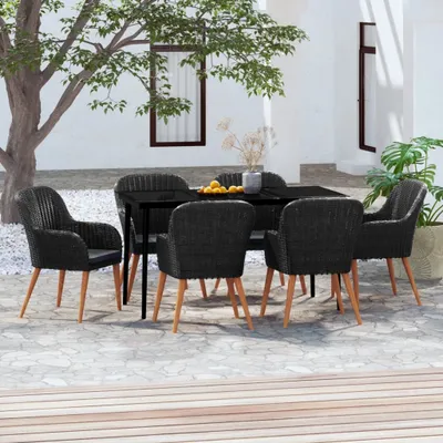 Produktbild von The Living Store 7-tlg. Garten-Essgruppe mit Kissen Schwarz
