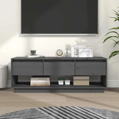 Produktbild von Ankonbej TV-Schrank Grau 110,5x34x40 cm Massivholz Kiefer