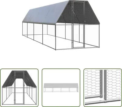 Produktbild von The Living Store Outdoor-Hühnerkäfig 2x8x2 m Verzinkter Stahl