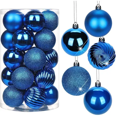 Immagine prodotto di Briful 6CM Decorazioni Natalizie Palline di Natale, 25 Pezzi Palline infrangibili per Albero di Natale, Blu