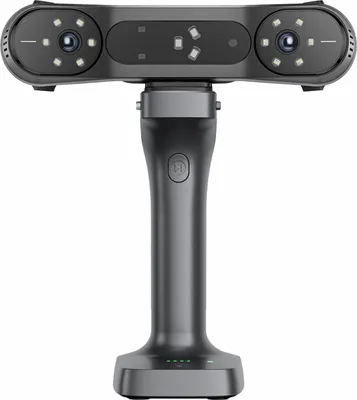 A 3D scanner device on a white background.