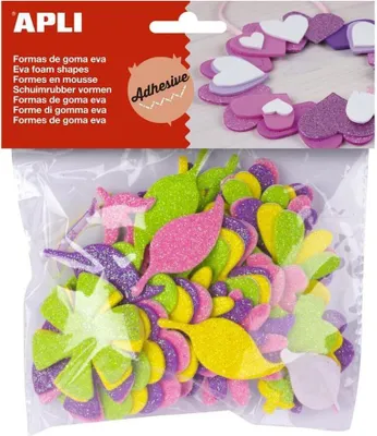 Image de Apli Kids - Fleurs pailletées autocollantes pour enfants, blister de 48 pièces