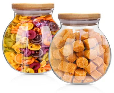 Vorratsdosen-Set 2er: Glas mit Bambusdeckel, 500+1000 ml, luftdicht