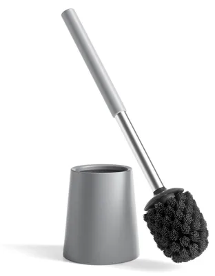 Image de Brosse de toilettes en acier inoxydable 304 avec support – Ensemble de brosse de toilettes inoxydable, sur pied, hygiénique et durable, tête de brosse remplaçable (gris mat)